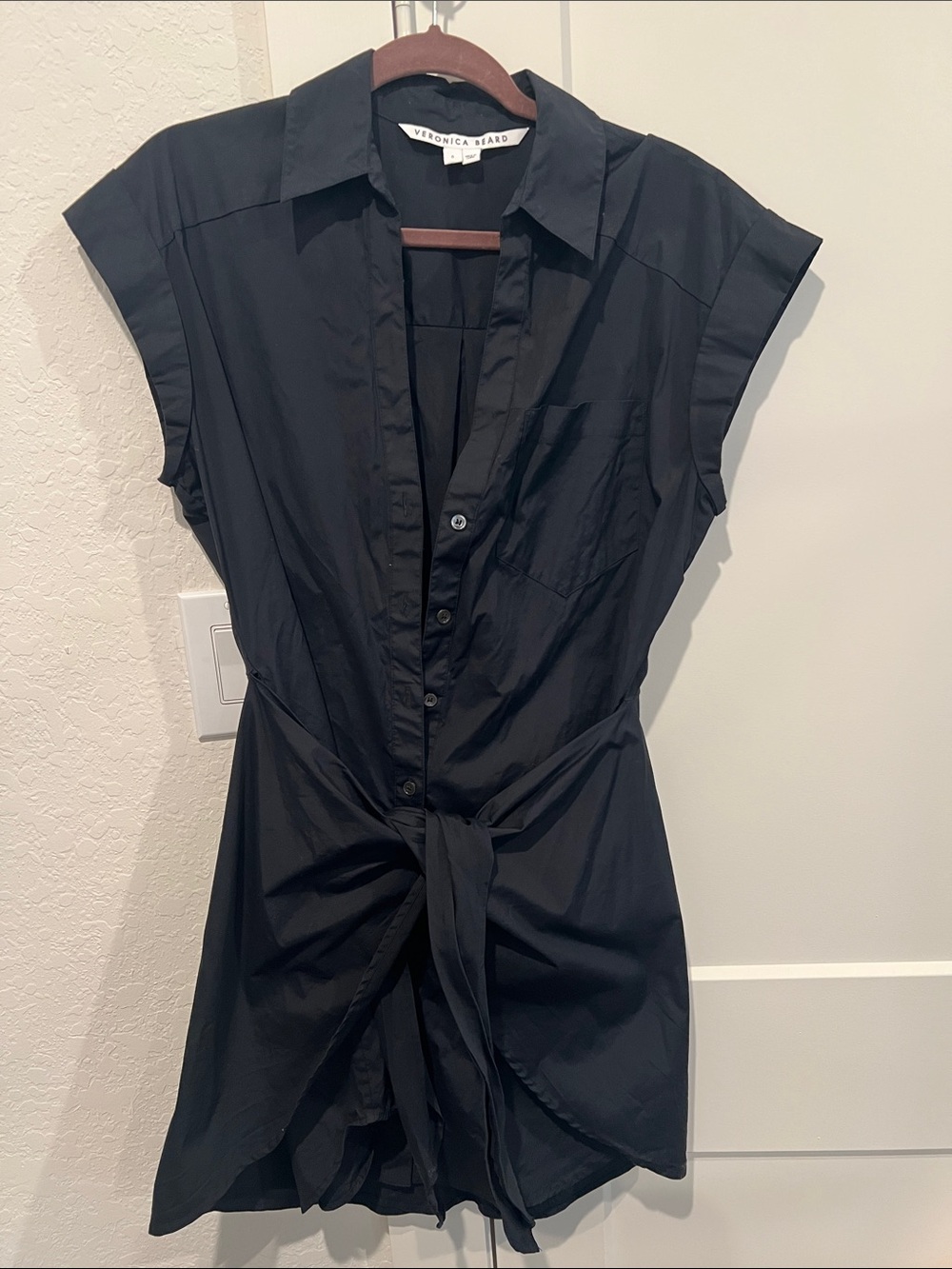Veronica Beard Black Tie-Waist Shirt dress